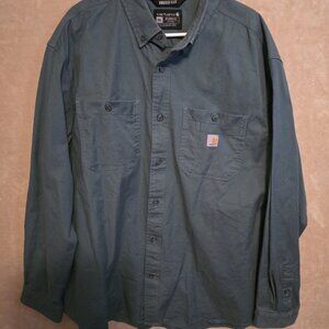 Carhartt Rugged Flex Men’s 2XL Relaxed Fit Green Long Sleeve Work Shirt. 483